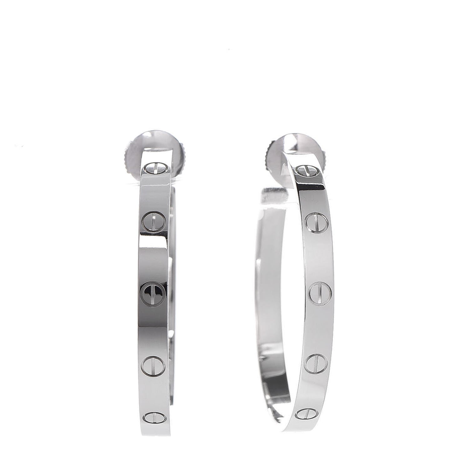 18K White Gold Large LOVE Hoop Earrings