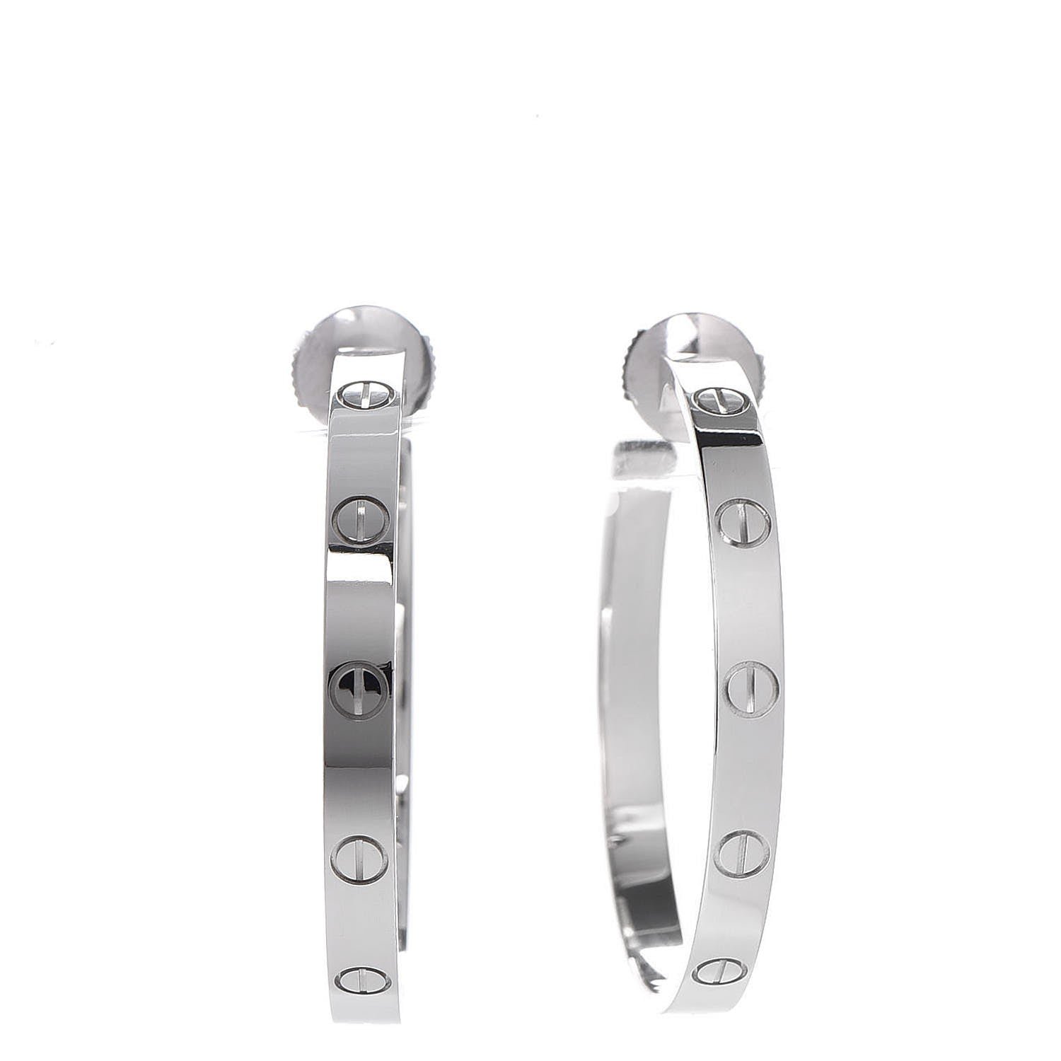 Cartier 18K White Gold Large LOVE Hoop Earrings 1 of 9