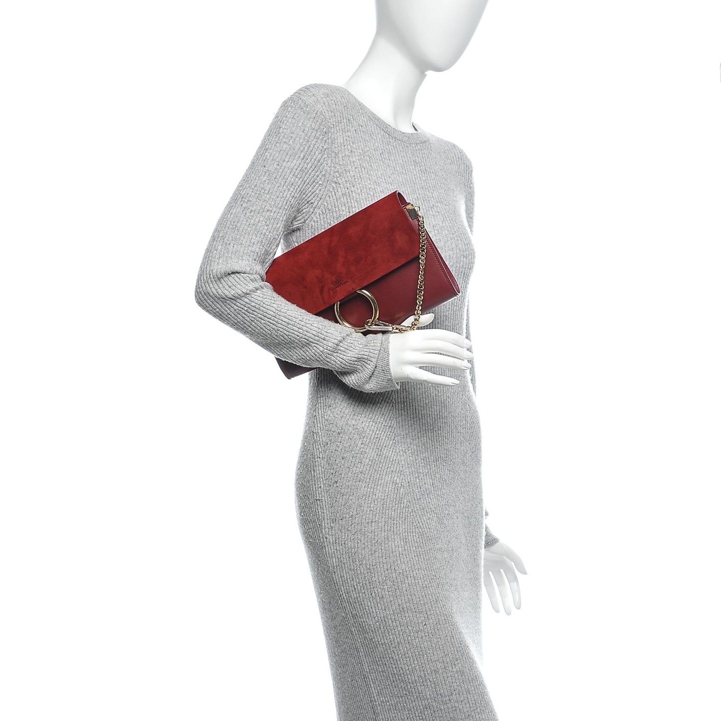 Suede Calfskin Faye Clutch Plum Purple