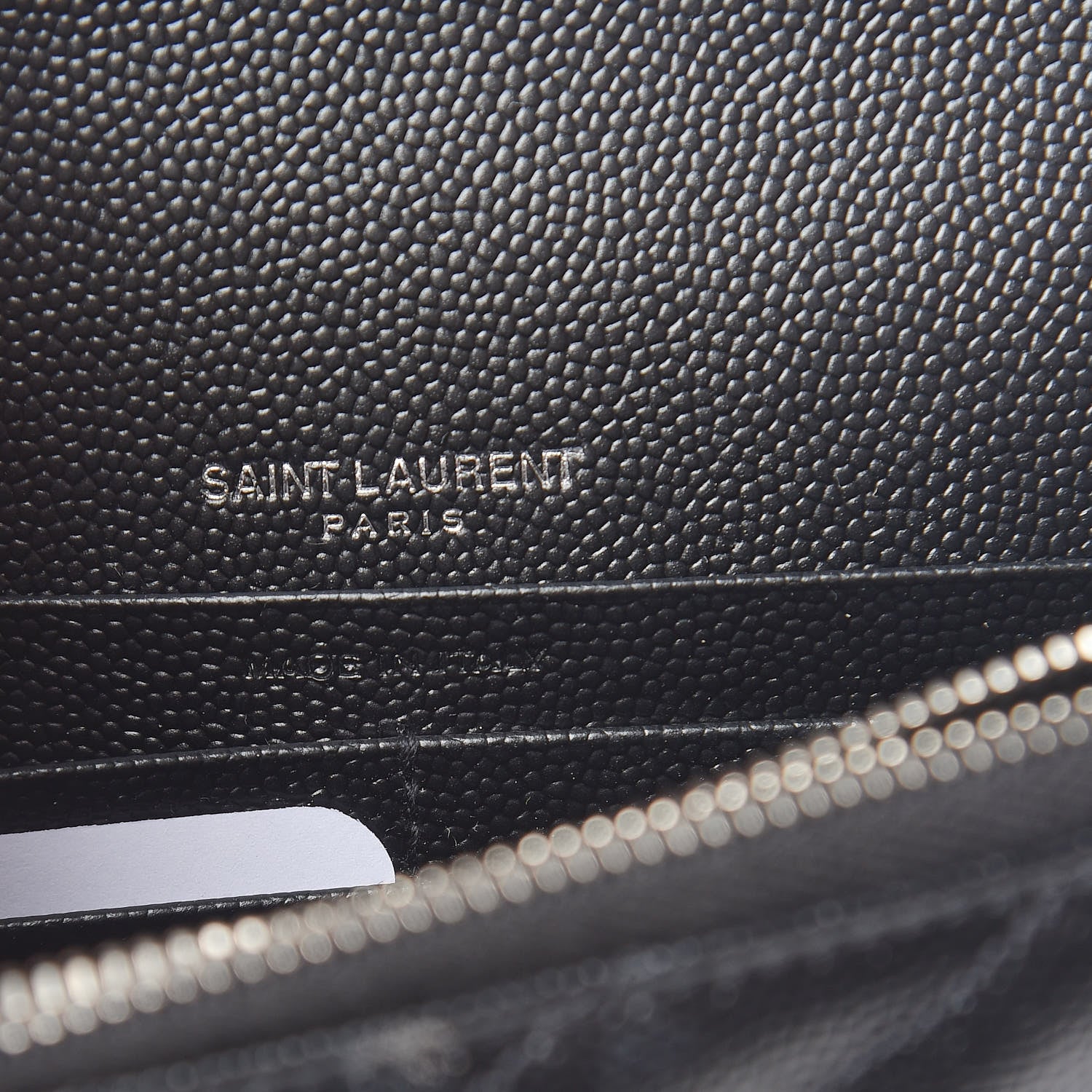 Saint Laurent Grain De Poudre Matelasse Chevron Monogram Envelope Chain Wallet Black 8 of 12