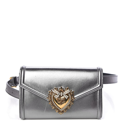 Dolce & Gabbana Metallic Agnello Vitello Devotion Belt Bag 95 38 Argento Scuro 1 of 11