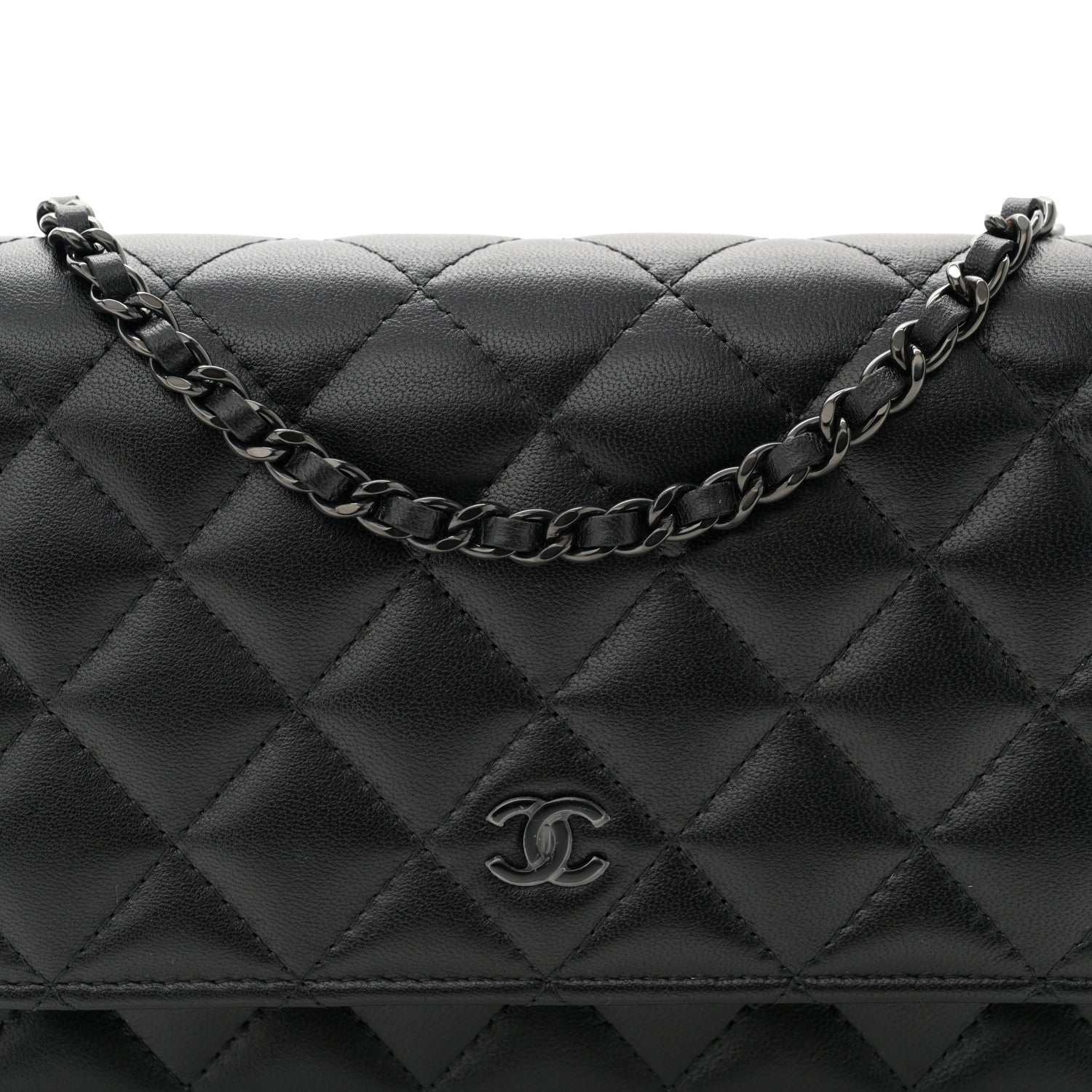 Chanel Lambskin Quilted Wallet On Chain WOC So Black 9 of 12