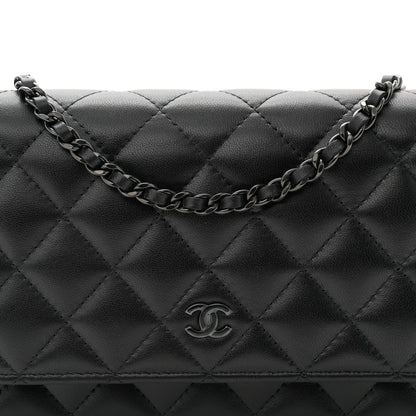 Chanel Lambskin Quilted Wallet On Chain WOC So Black 9 of 12