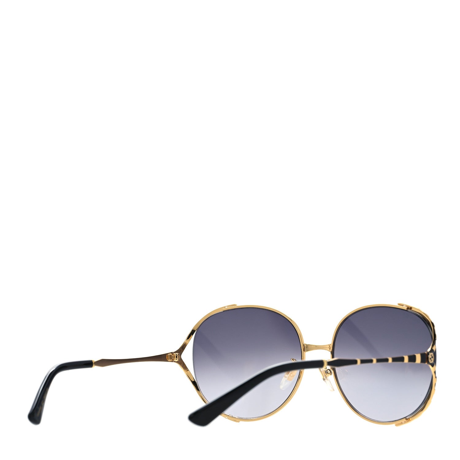 Gucci Metal Round Frame GG0595S Sunglasses Gold Black 3 of 7