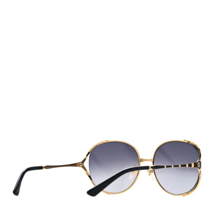 Gucci Metal Round Frame GG0595S Sunglasses Gold Black 3 of 7