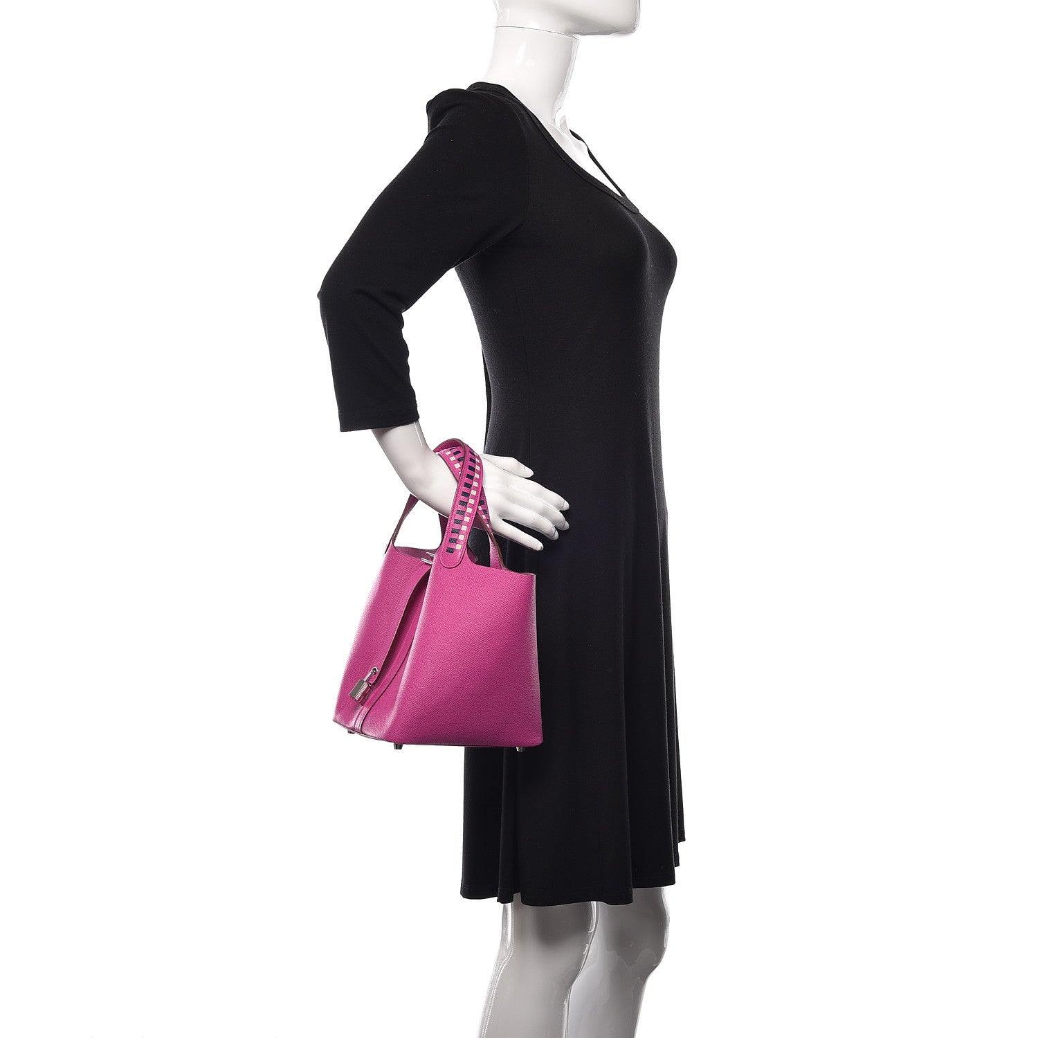 Hermes Epsom Tressage De Cuir Picotin Lock 18 PM Magnolia Bleu Saphir Craie 2 of 9