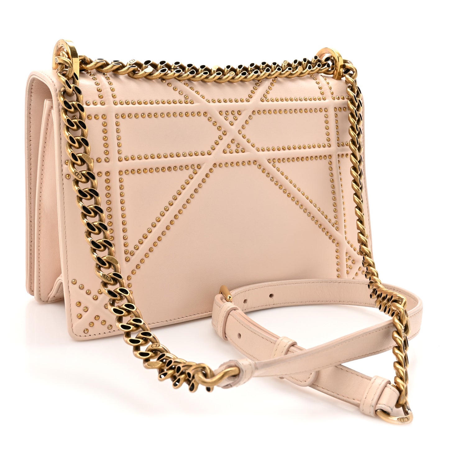 Lambskin Studded Medium Diorama Flap Bag Rose Poudre