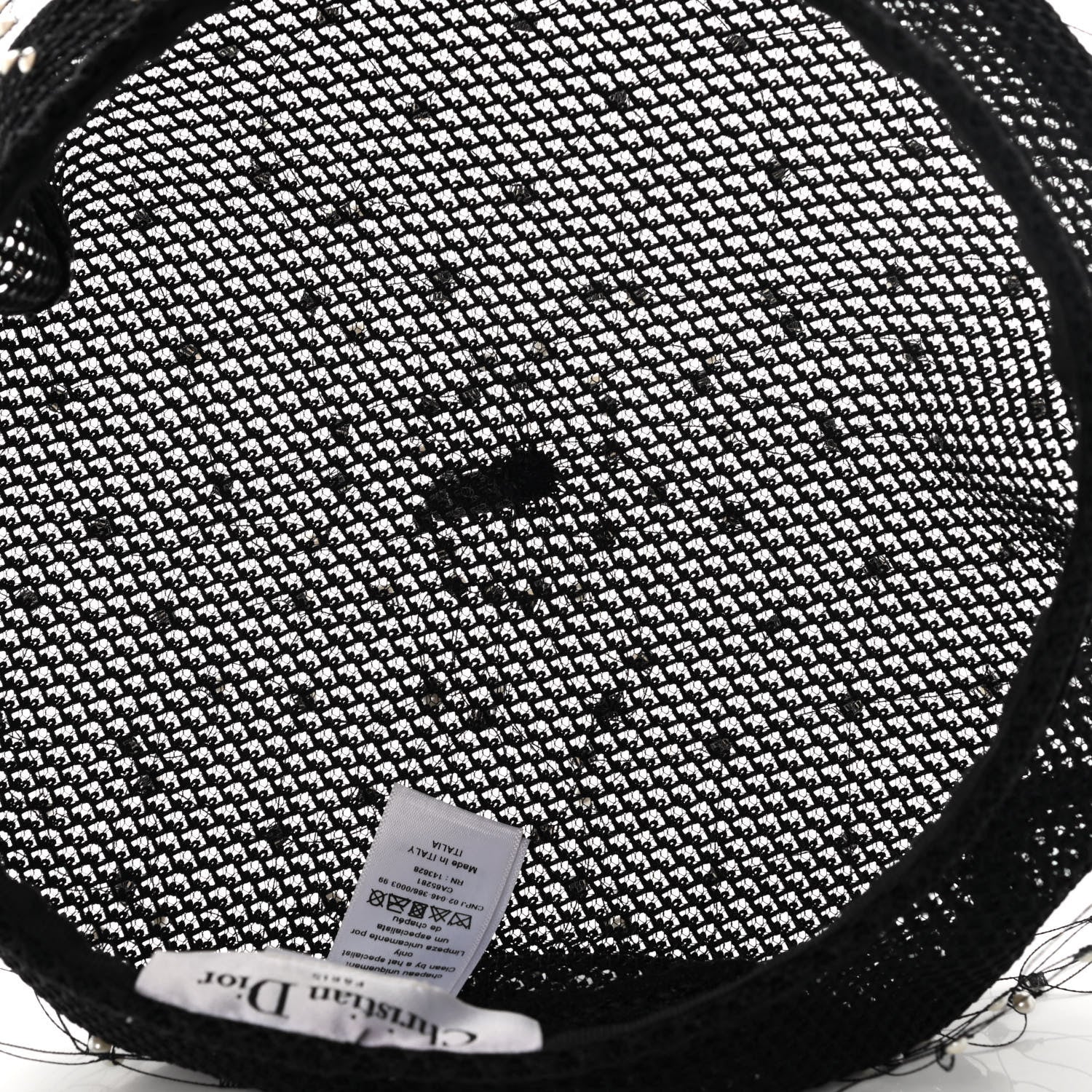Christian Dior Polyester Nylon Pearl Beret with Veil Black 6 of 8