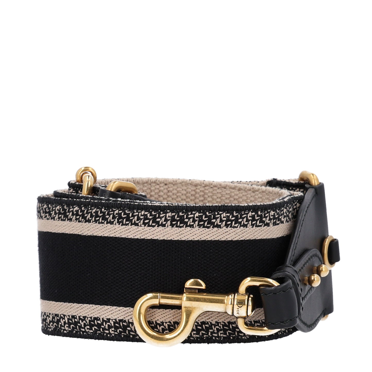 Canvas Embroidered Shoulder Strap Black