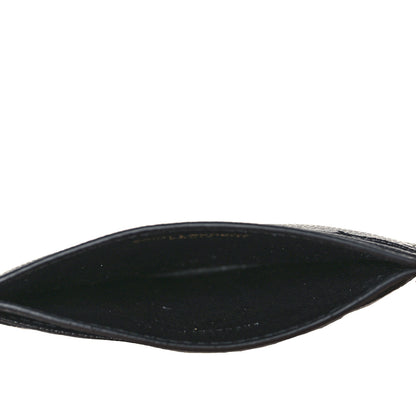 Saint Laurent Grain De Poudre Matelasse Chevron Monogram Credit Card Case Black 5 of 7