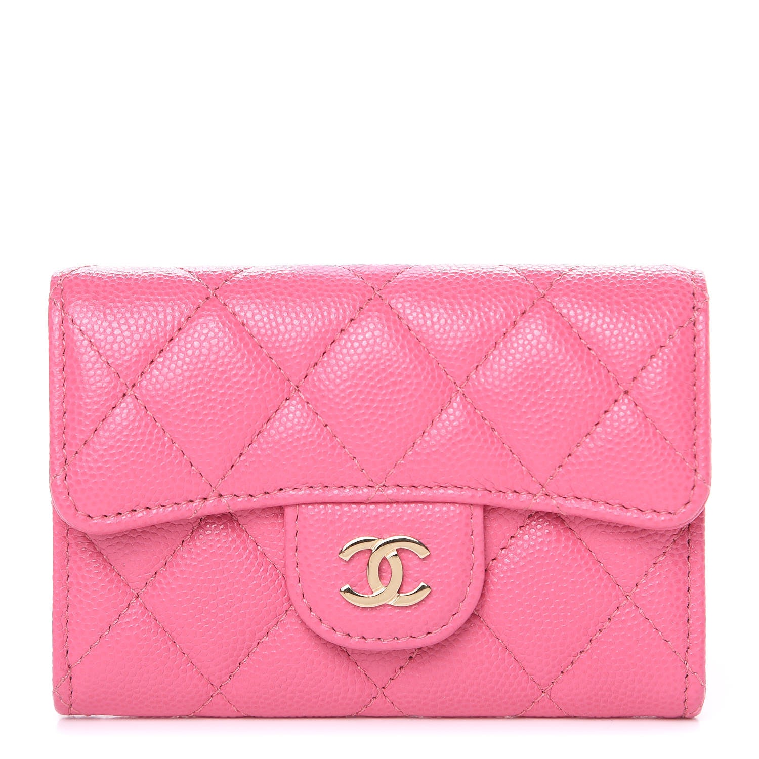 Chanel Caviar Quilted Flap Card Holder Pink 1 of 9