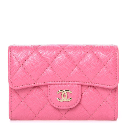 Chanel Caviar Quilted Flap Card Holder Pink 1 of 9