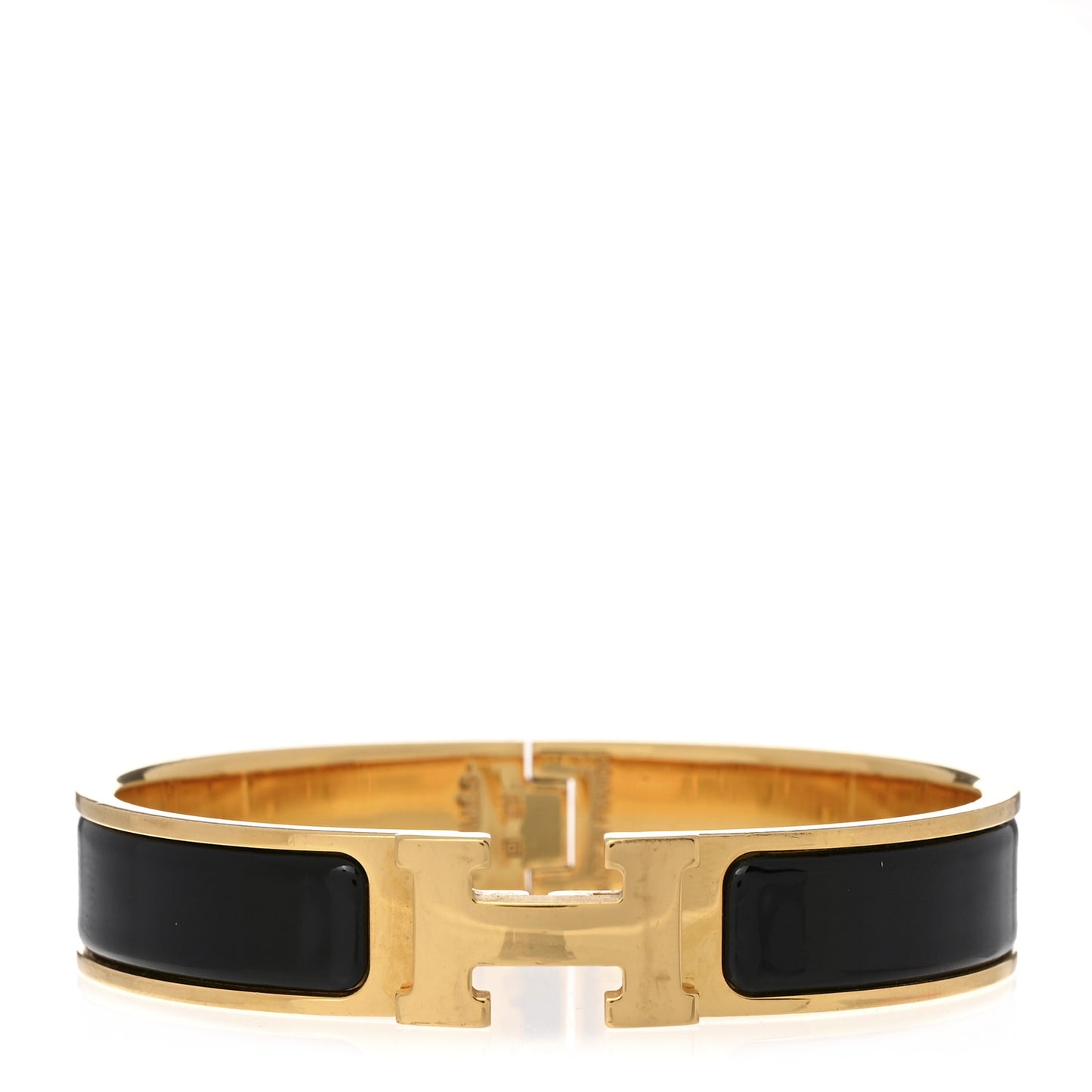 Enamel Narrow Clic Clac H Bracelet PM Black