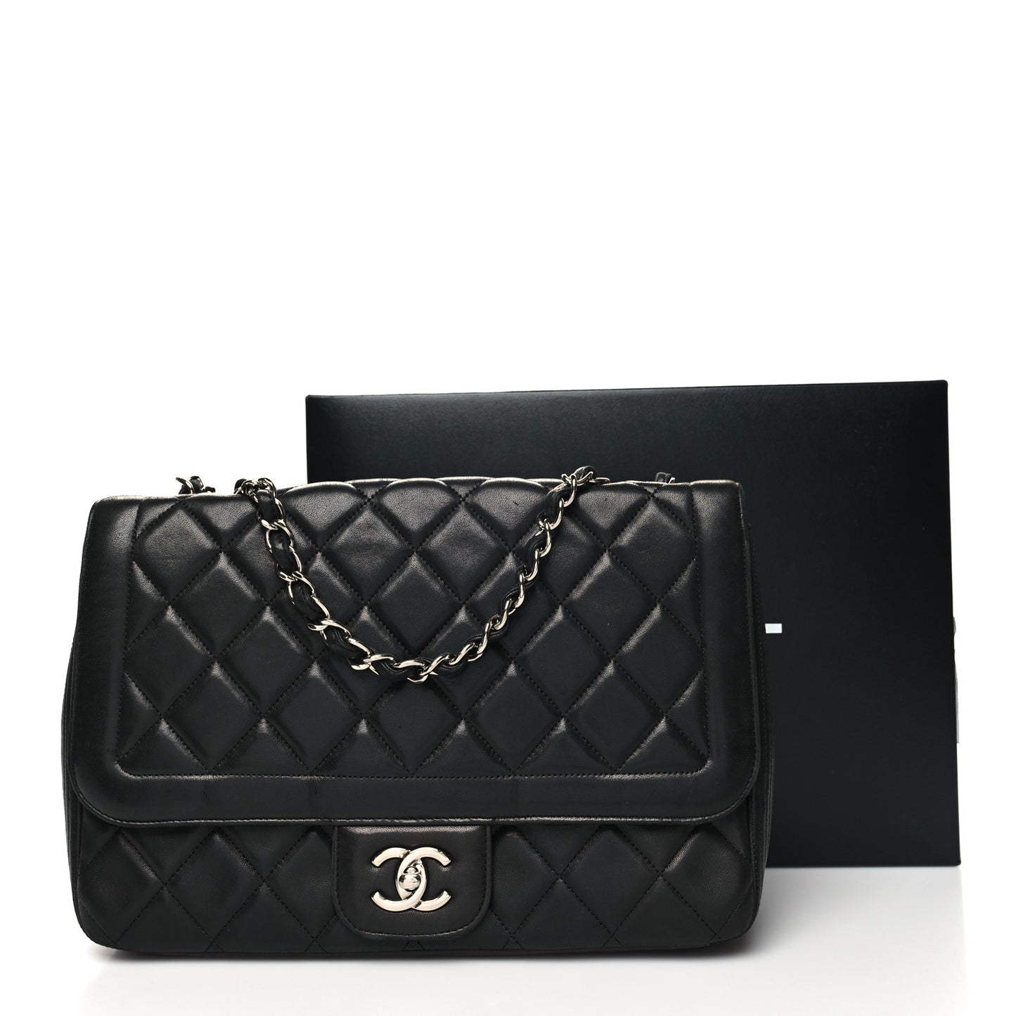 Lambskin Quilted Large Coco Rider Flap Black