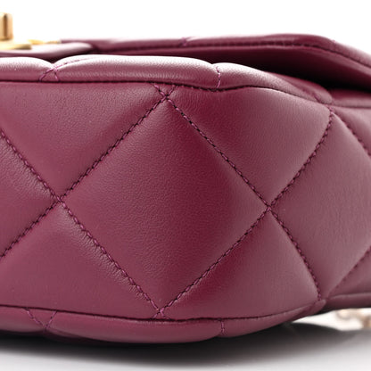 Chanel Lambskin Enamel Pearl Quilted Mini Charm Me Square Flap Dark Purple 10 of 13