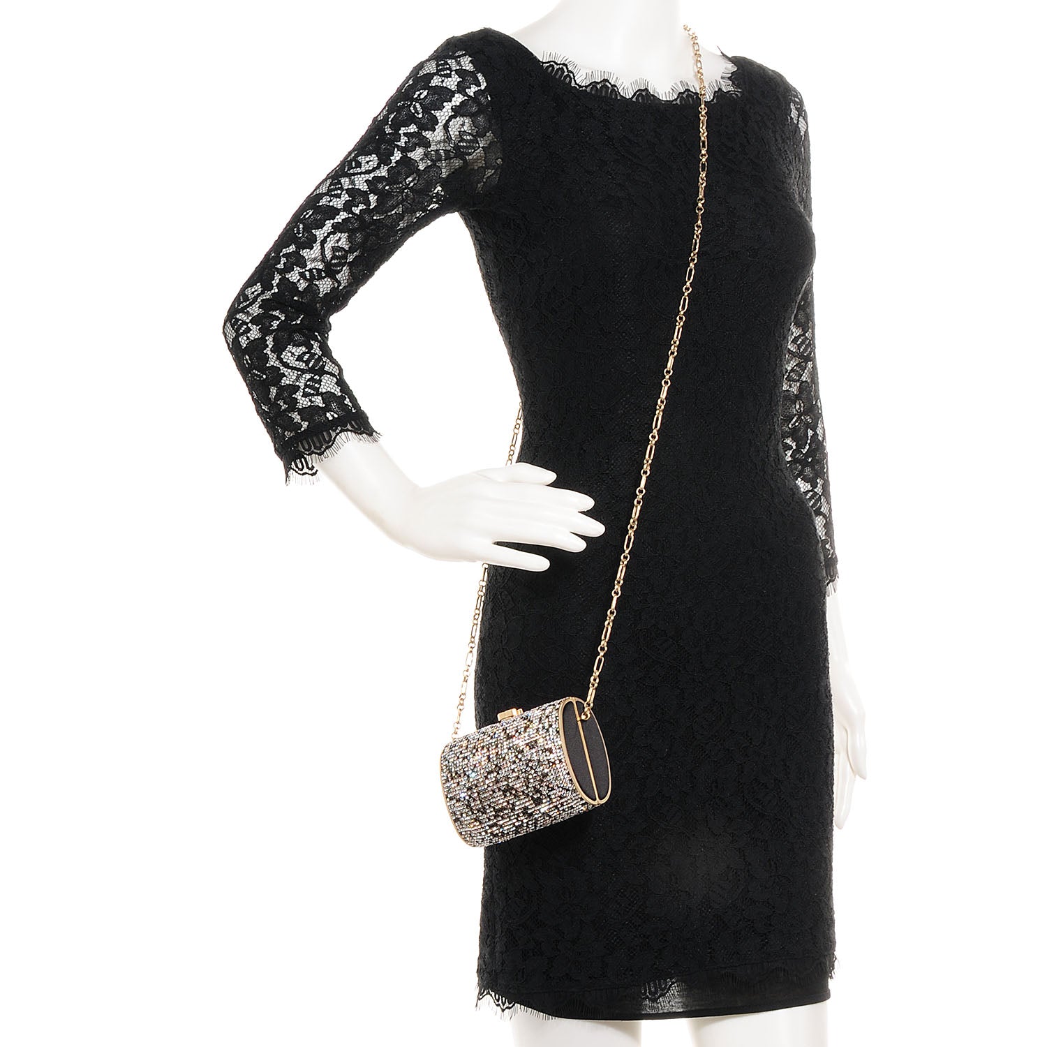 Chanel Swarovski Crystal Evening Bag Black Gold 2 of 7