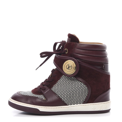 Louis Vuitton Calfskin Suede Postmark Wedge Sneakers 37 Bordeaux 1 of 10