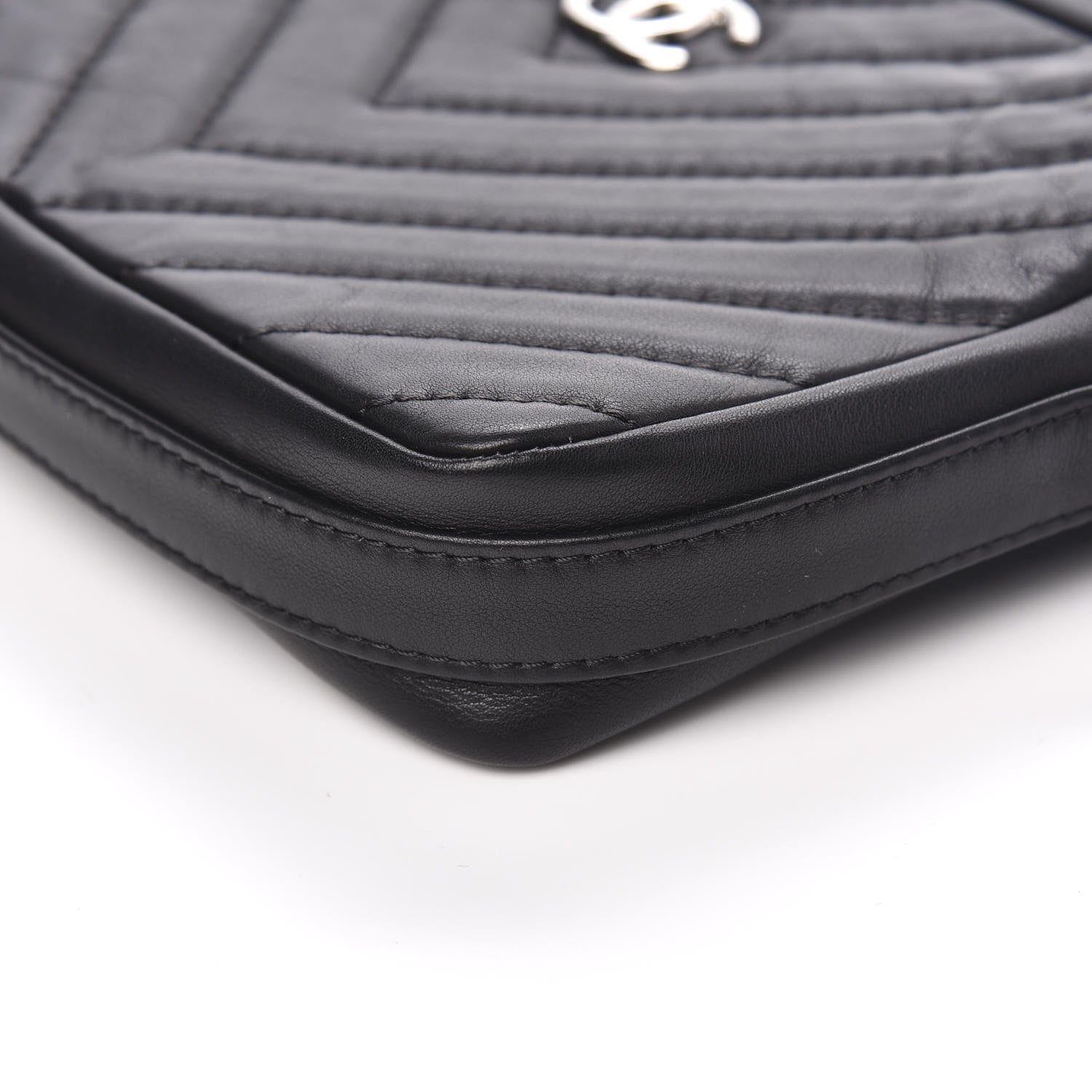 Chanel Lambskin Chevron Quilted Small Promenade Camera Black 9 of 11