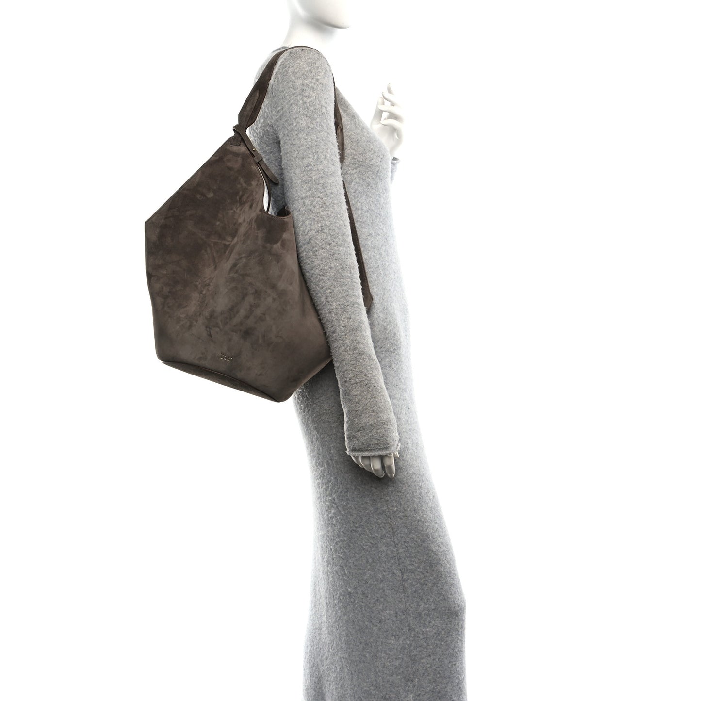 Suede Calfskin Medium Lotus Tote Cedar