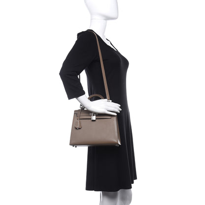 Hermes Chevre Mysore Horseshoe Kelly Sellier 25 Etoupe 2 of 10