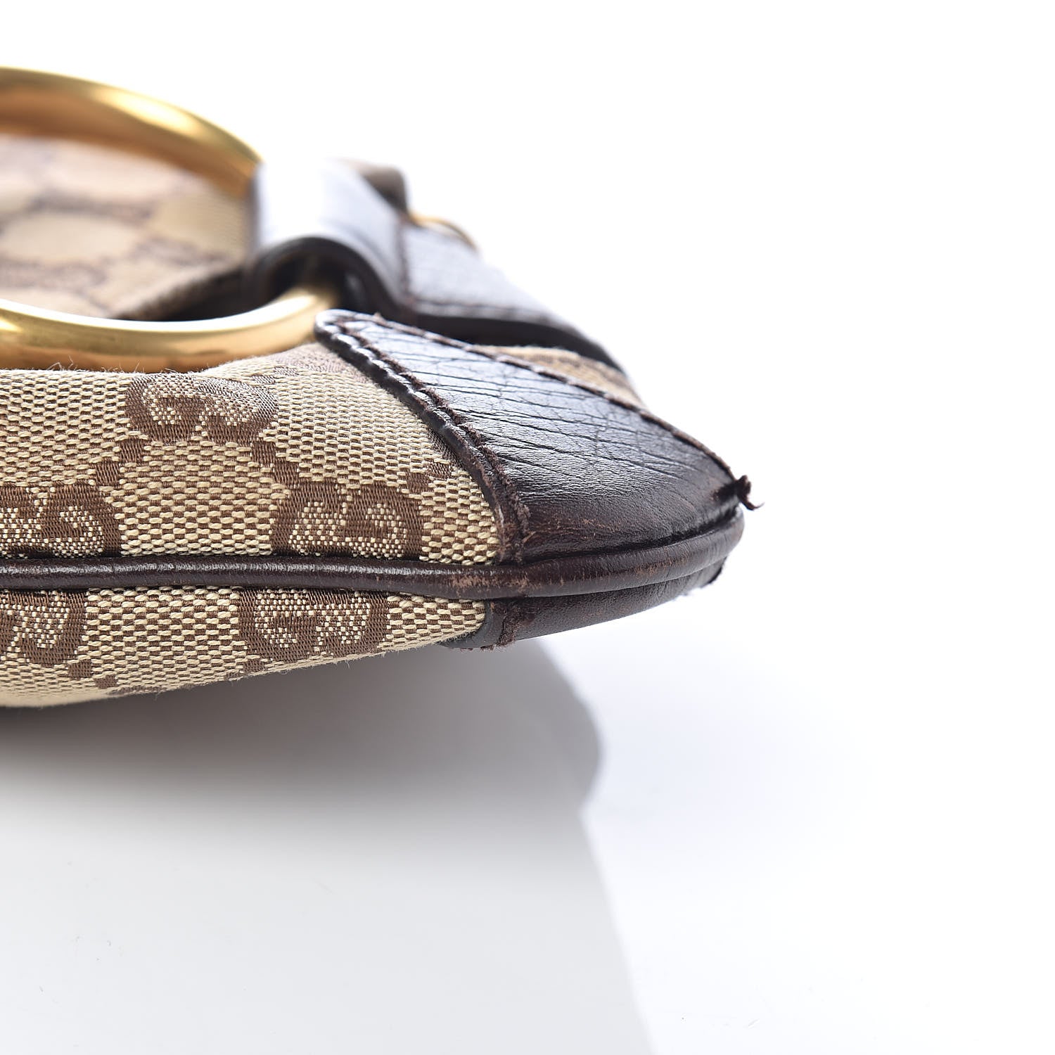 Gucci Monogram Studded Horsebit Clutch Dark Brown 9 of 10