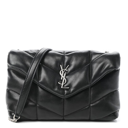 Saint Laurent Lambskin Quilted Toy Loulou Puffer Monogram Chain Satchel Black 1 of 9