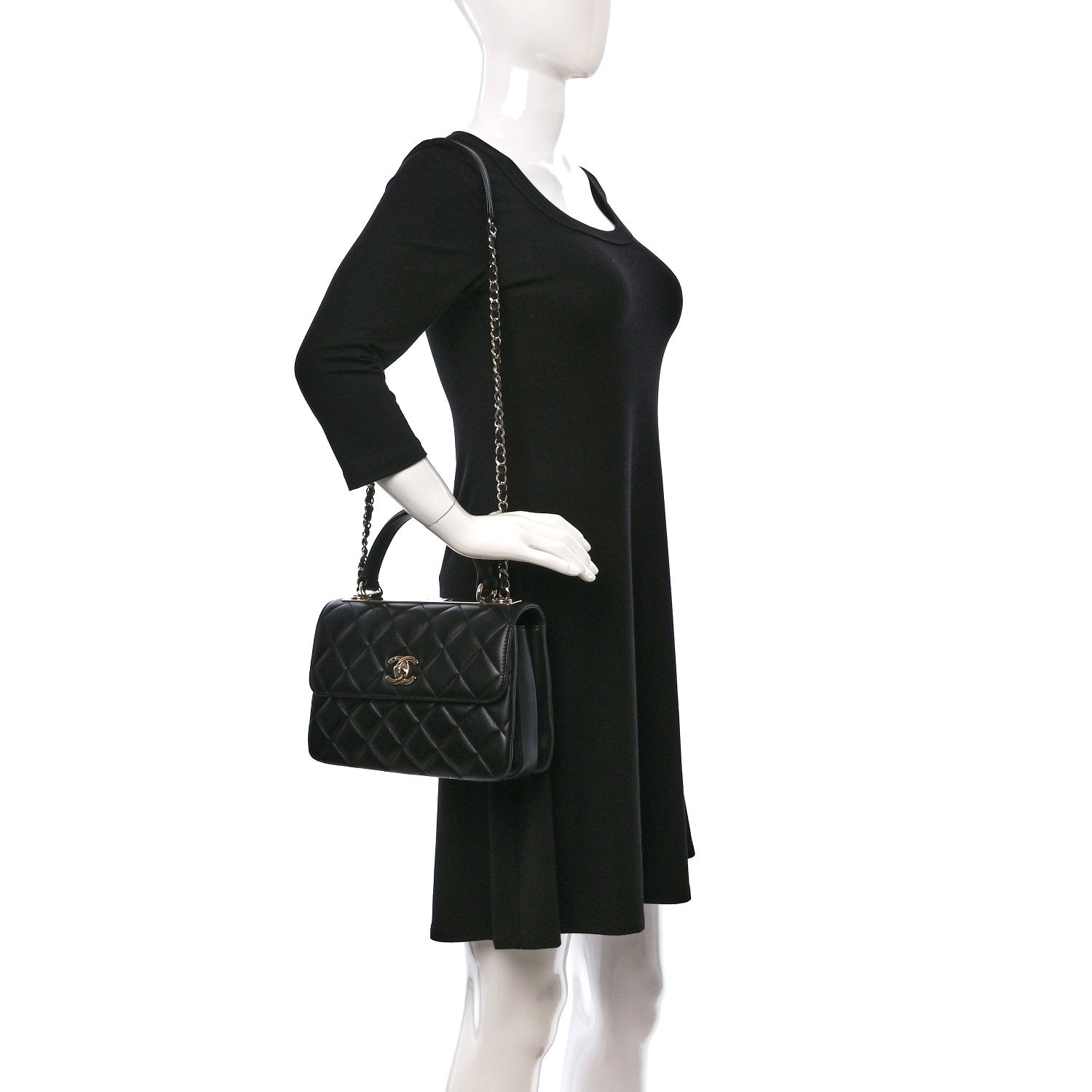 Chanel Lambskin Quilted Small Trendy CC Dual Handle Flap Bag Black 3 of 10