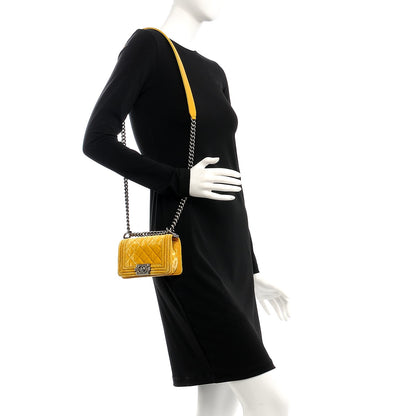 Chanel Velvet Quilted Small Boy Flap Yellow 2 of 11