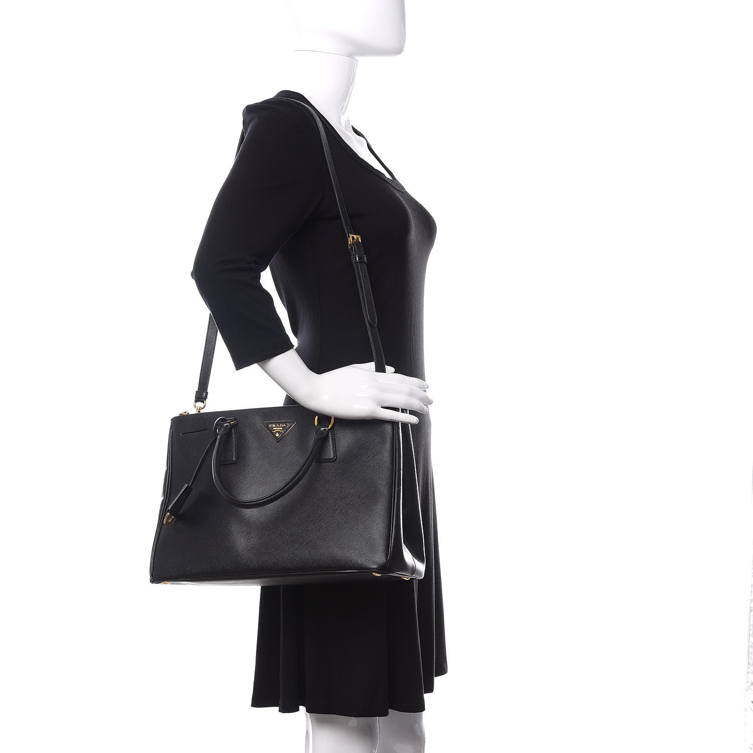 Prada Saffiano Medium Galleria Double Zip Tote Black 2 of 17