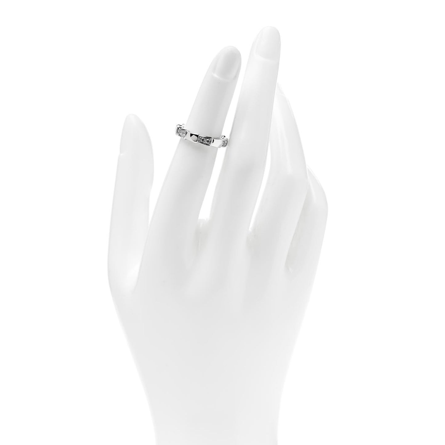 18K White Gold Diamond Serpenti Viper Band Ring 46 3.75