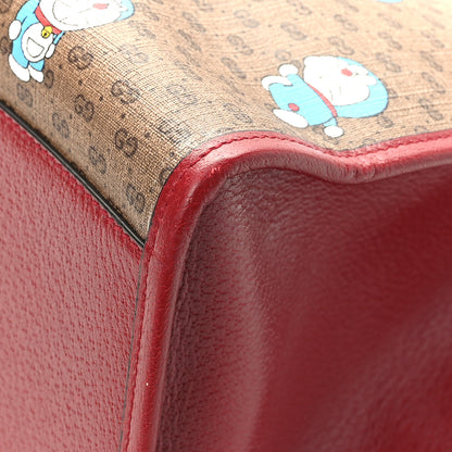 Gucci X DORAEMON Mini Vintage GG Supreme Monogram Large Tote Bag Beige Cherry Red 9 of 11