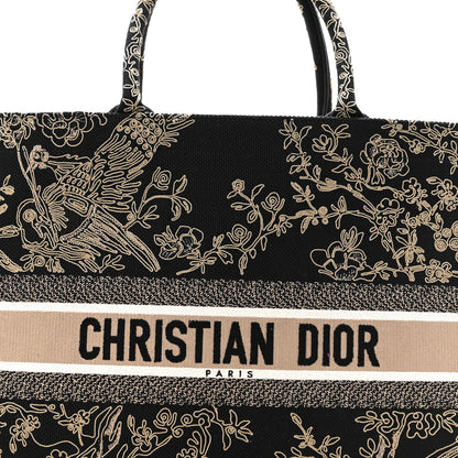Christian Dior Canvas Embroidered Large Ornamental Cornely Book Tote Black Beige 8 of 14