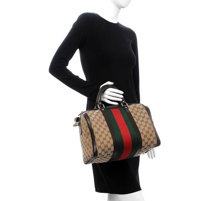 Gucci Monogram Vintage Web Medium Boston Dark Brown 3 of 14