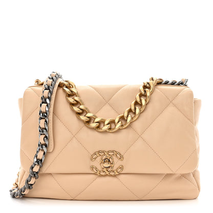 Chanel Goatskin Quilted Large Chanel 19 Flap Beige 1 of 11