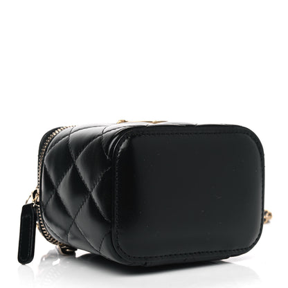 Chanel Calfskin Quilted Mini Perfect Fit Vanity Case With Chain Black 3 of 5