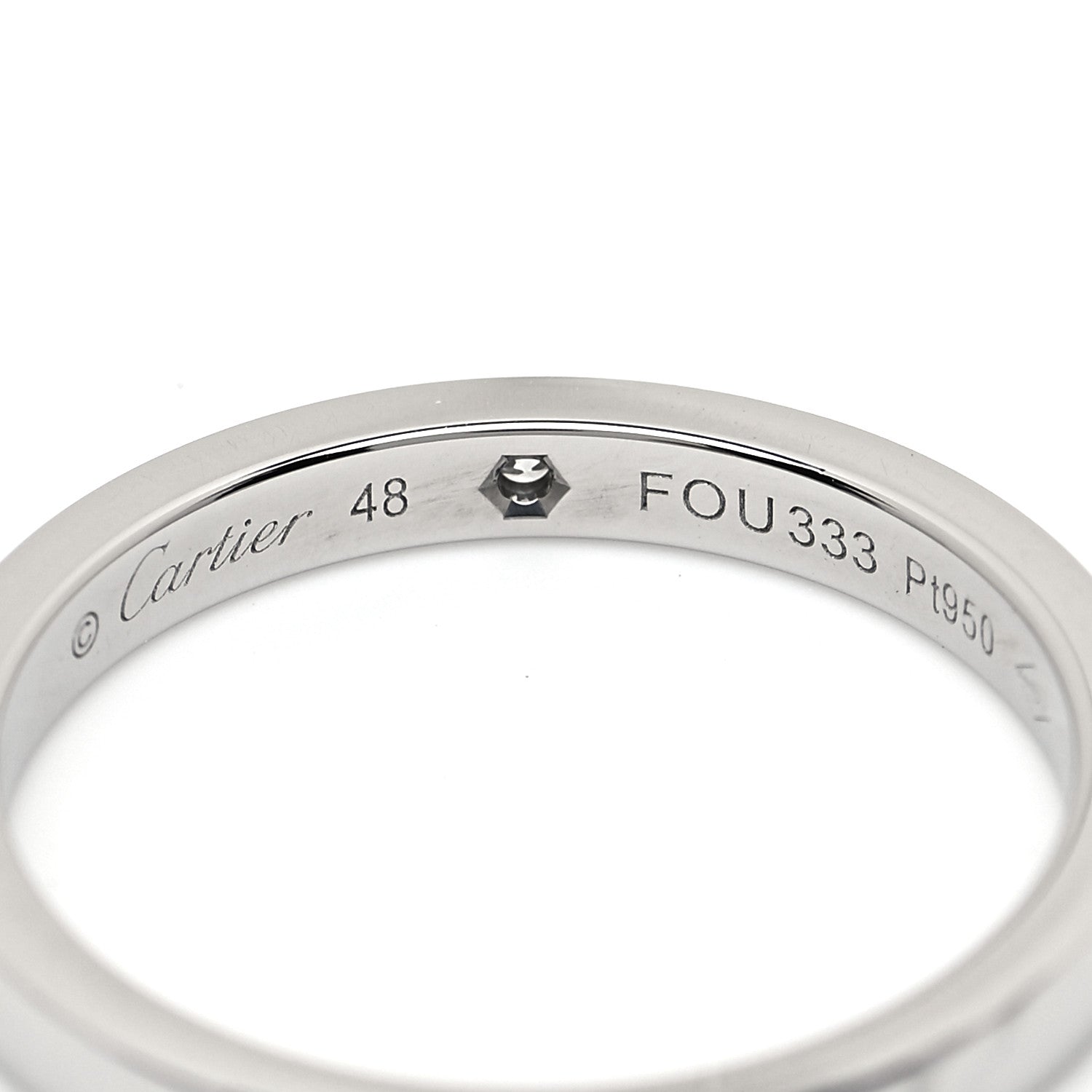 Cartier Platinum Diamond 2.1mm Ballerine Wedding Band Ring 48 4.5 4 of 4