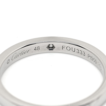 Cartier Platinum Diamond 2.1mm Ballerine Wedding Band Ring 48 4.5 4 of 4