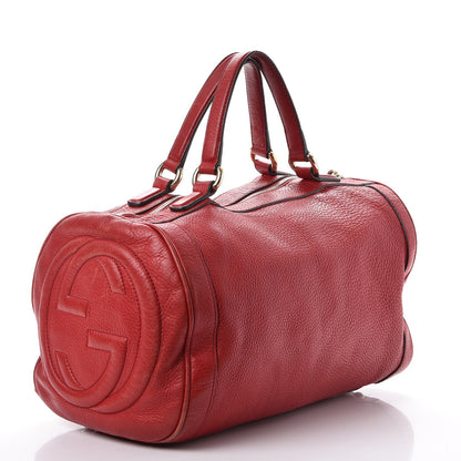 Gucci Pebbled Calfskin Medium Soho Boston Red 3 of 10