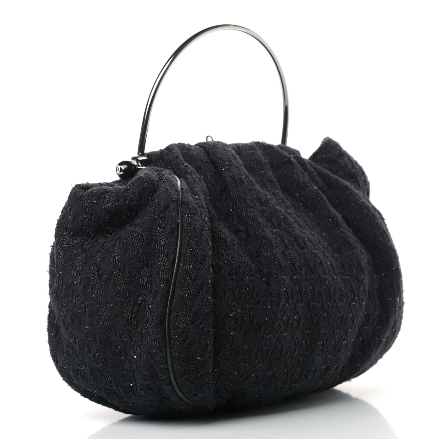 Tweed Boucle Knitting Bag Black
