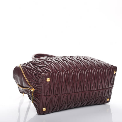 Miu Miu Nappa Matelasse Large Trapeze Zip Tote Granato 5 of 9