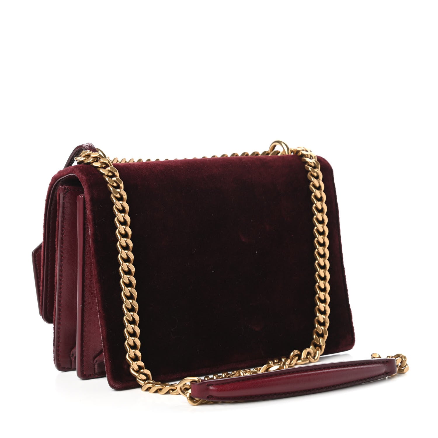 Saint Laurent Velvet Small Monogram Sunset Burgundy 4 of 11