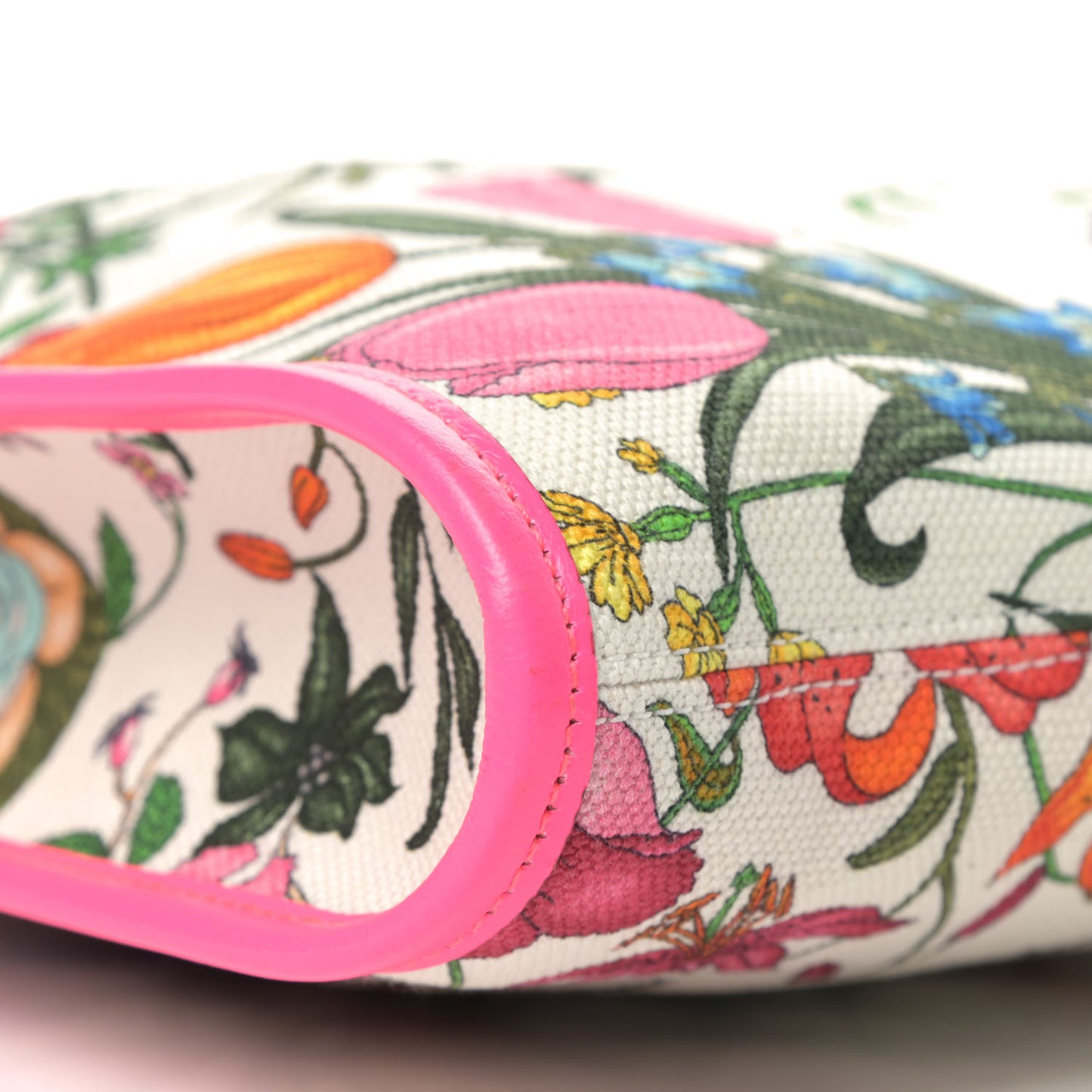 Canvas Flora Large Rajah Chain Tote White Multicolor Fuxia Fluo
