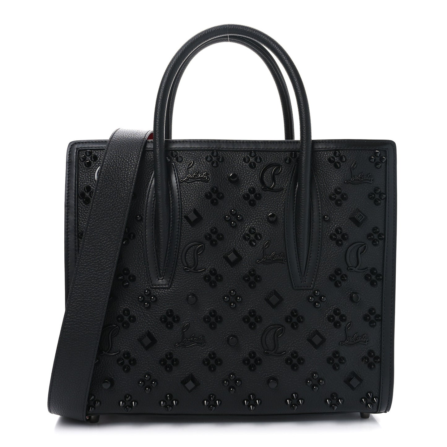Calfskin Spikes Loubinthesky Medium Paloma Black