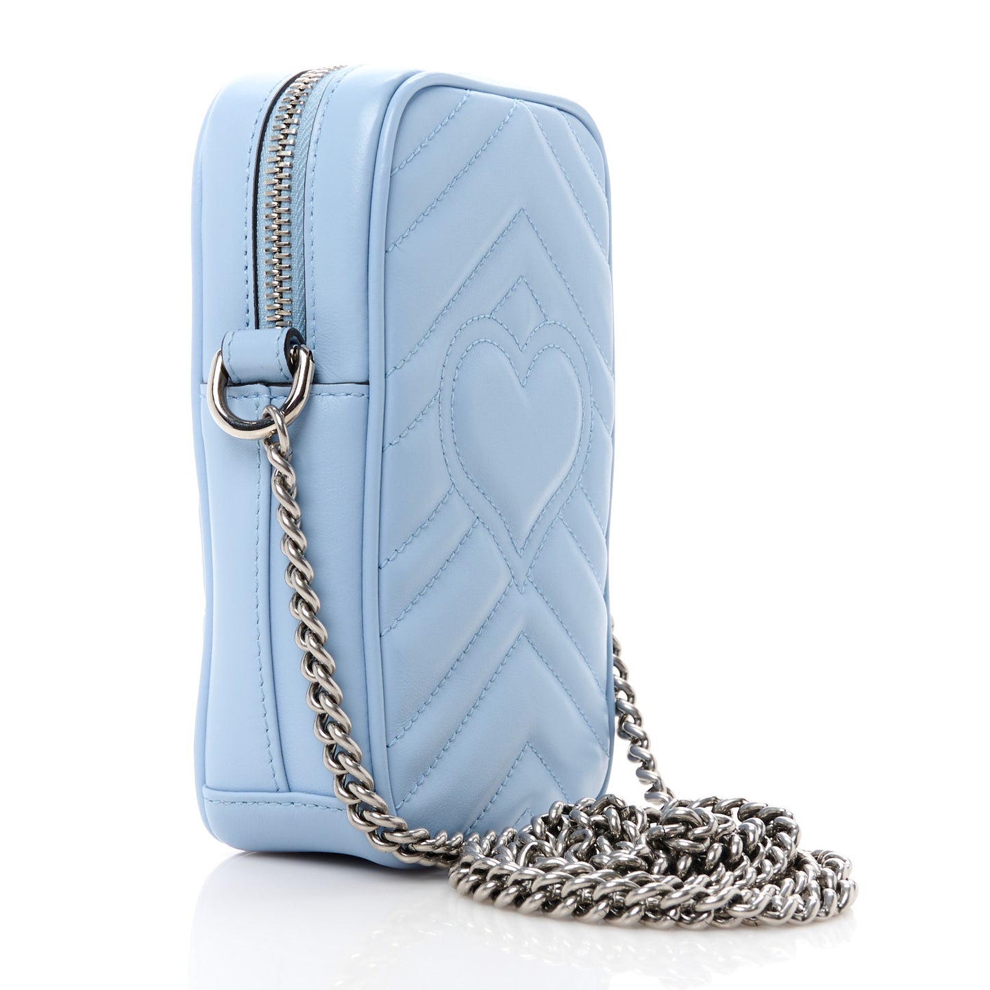 Calfskin Matelasse Mini GG Marmont Crossbody Bag Porcelain Light Blue