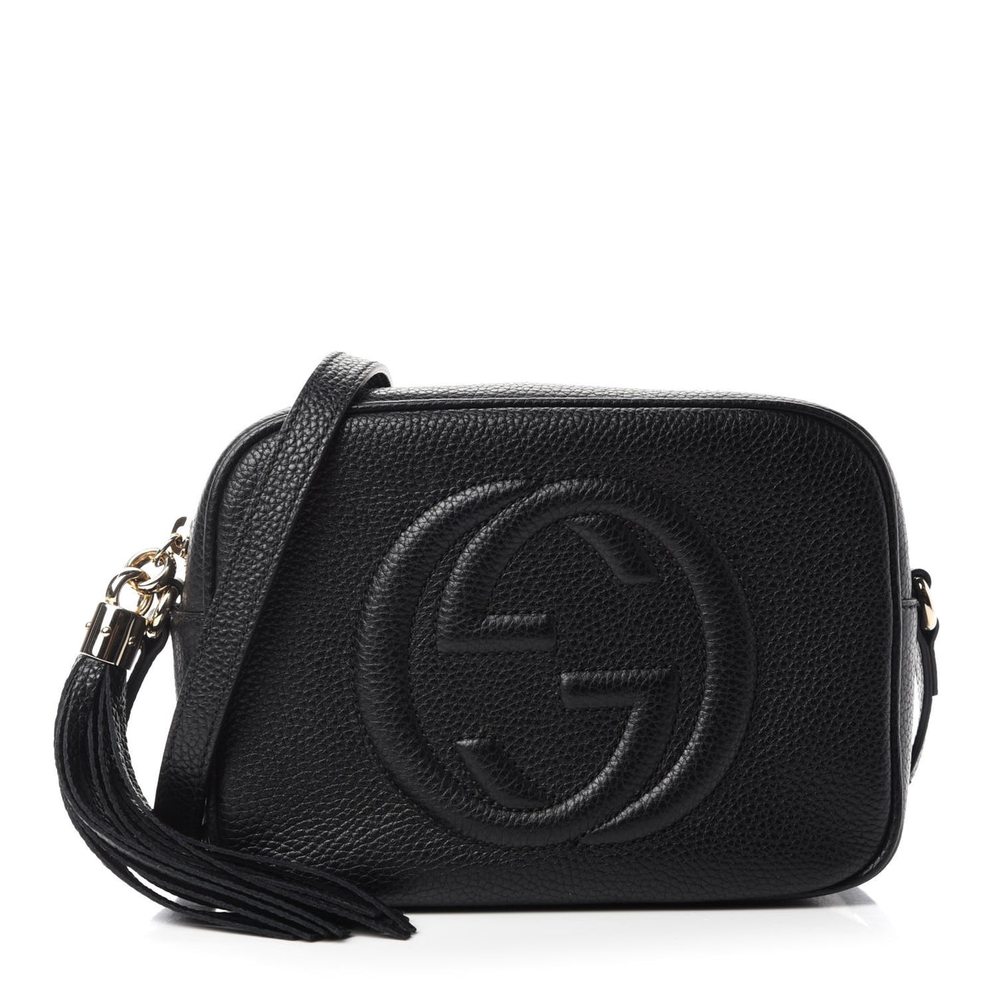 Pebbled Calfskin Small Soho Disco Bag Black