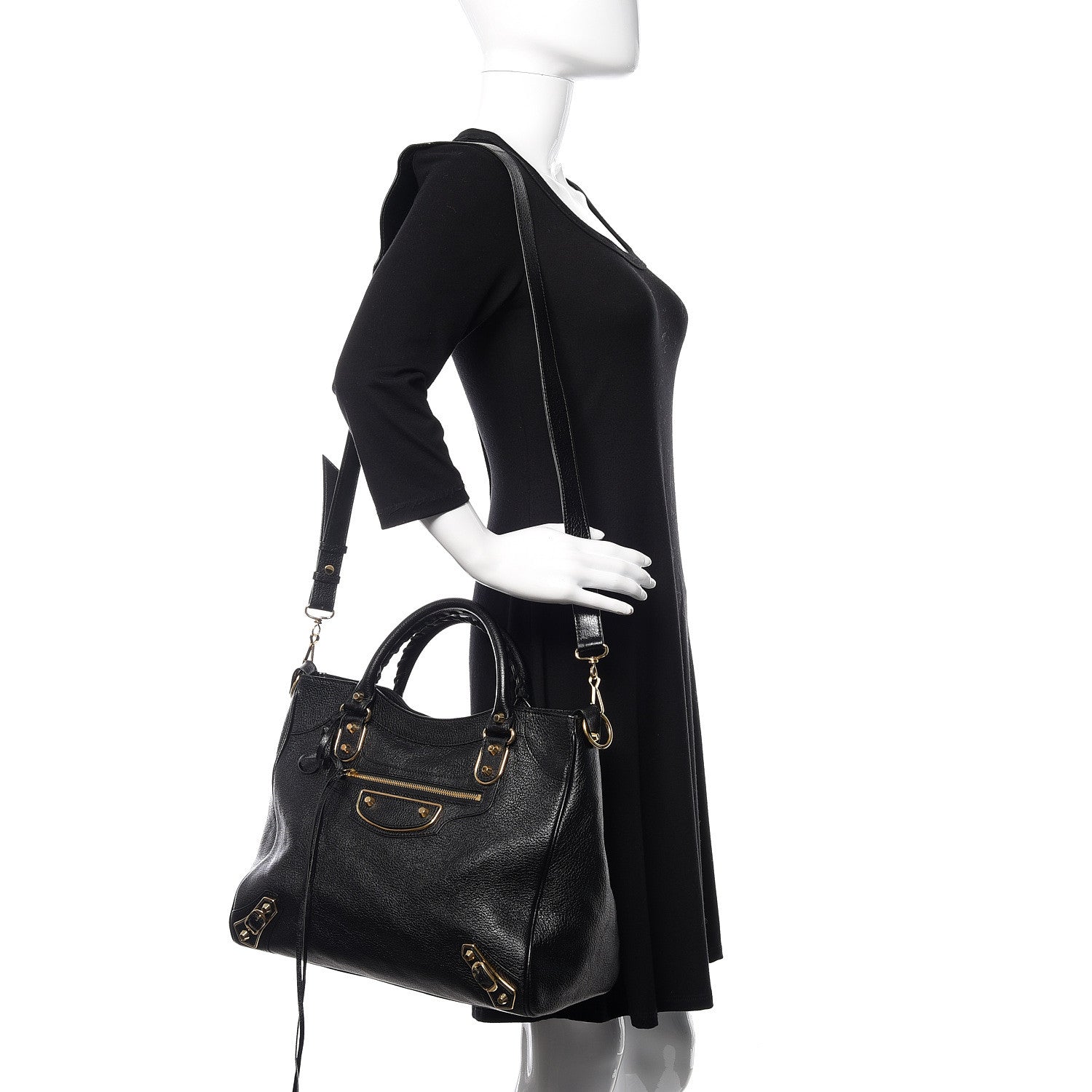 Balenciaga Chevre Gold Metallic Edge Hardware Velo Black 2 of 10