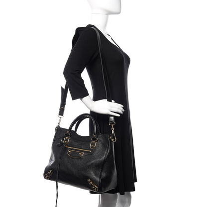 Balenciaga Chevre Gold Metallic Edge Hardware Velo Black 2 of 10