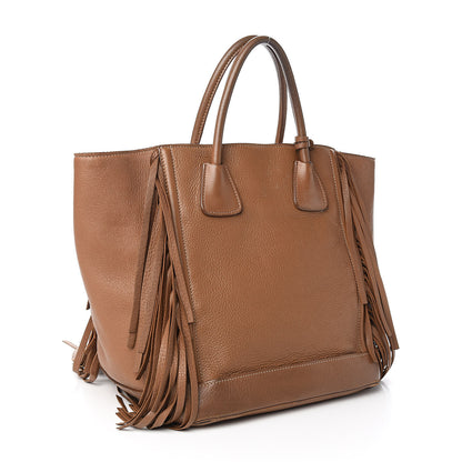 Prada Cervo Deerskin Fringe Tote Cammello 3 of 21