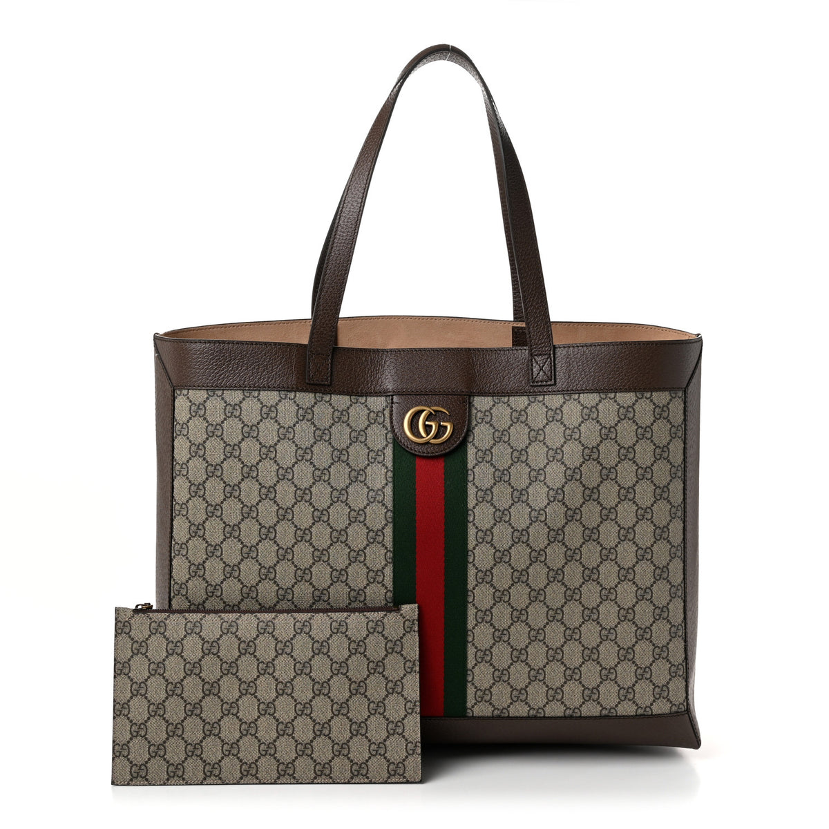 Gucci GG Supreme Monogram Web Ophidia Tote Brown 3 of 11