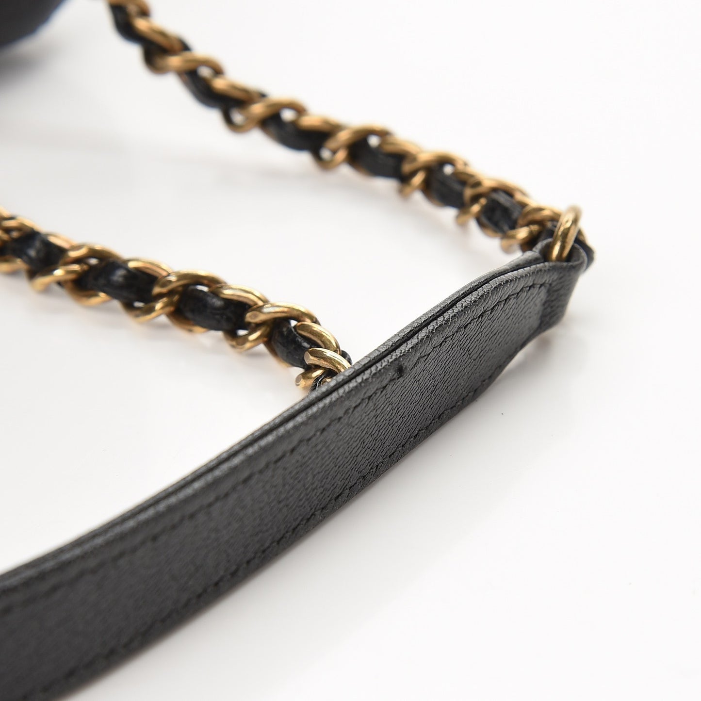 Shiny Goatskin Diagonal Quilted Small Flap Black